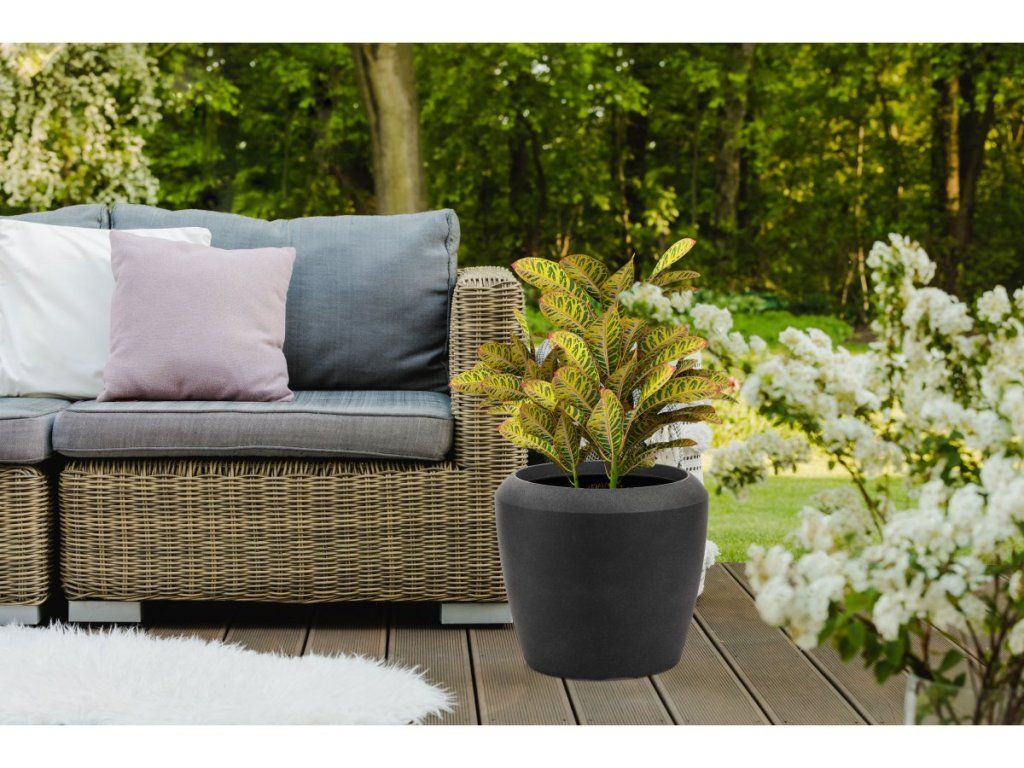 Mrazuvzdorný kvetináč G21 Coal Round s UV ochranou