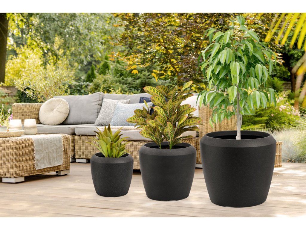 Vysoký kvetináč G21 Coal Round pre terasu aj interiér