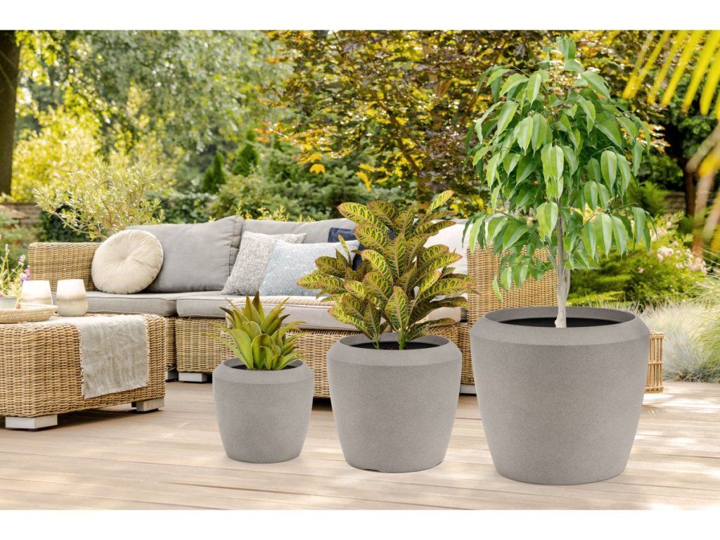 Dizajnový kvetináč G21 Cement Round pre terasu aj interiér
