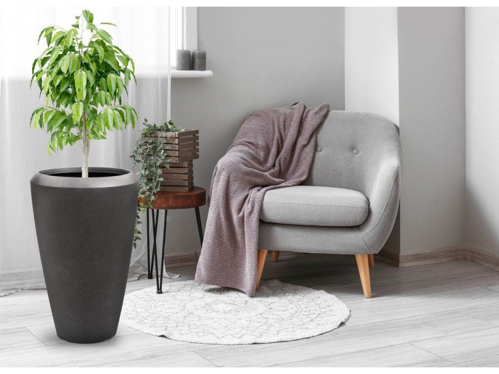 Mrazuvzdorný kvetináč G21 Coal Oval s UV ochranou