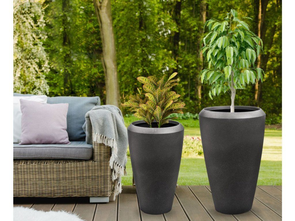 Mrazuvzdorný kvetináč G21 Coal Oval s UV ochranou