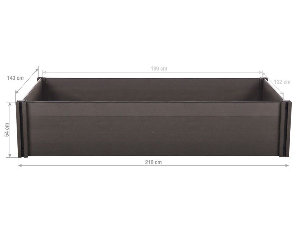 Vyvýšený záhon G21 Crop 210 x 143 x 54 cm, WPC materiál, 2,63 m2, farba Eben