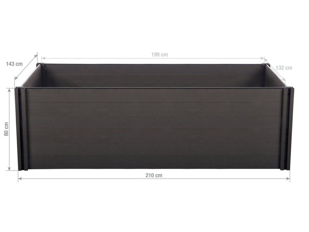 Vyvýšený záhon G21 Crop 210 x 143 x 80 cm, WPC materiál, 2,63 m2, farba Eben
