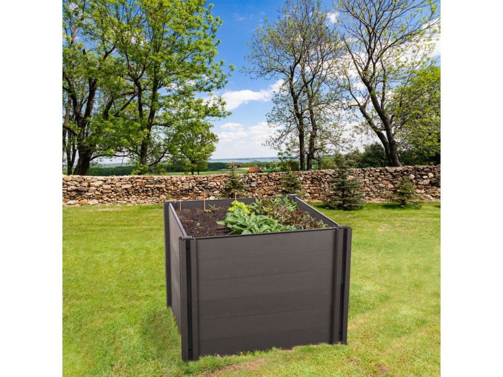 Vyvýšený záhon G21 Crop 106 x 106 x 80 cm, WPC, farba Eben, 0,9 m2
