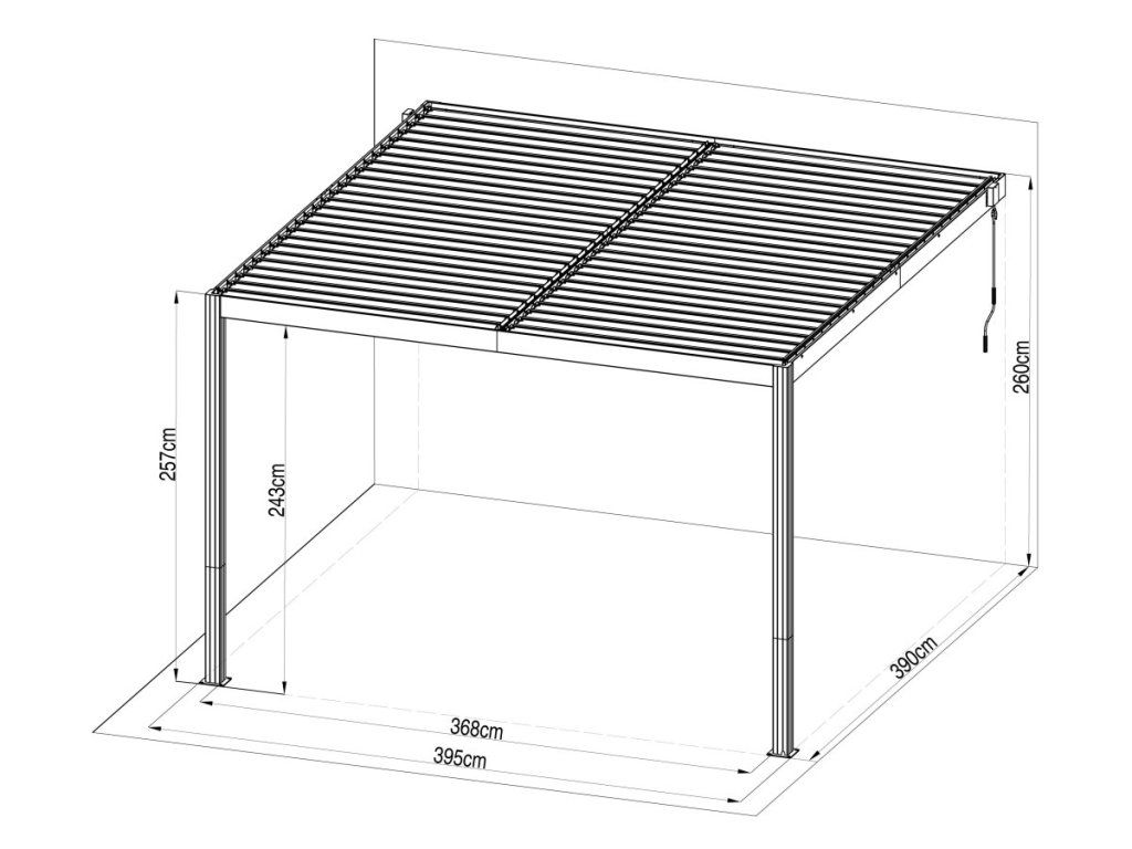 Hliníková bioklimatická pergola G21 Trenton pre terasy pri stene