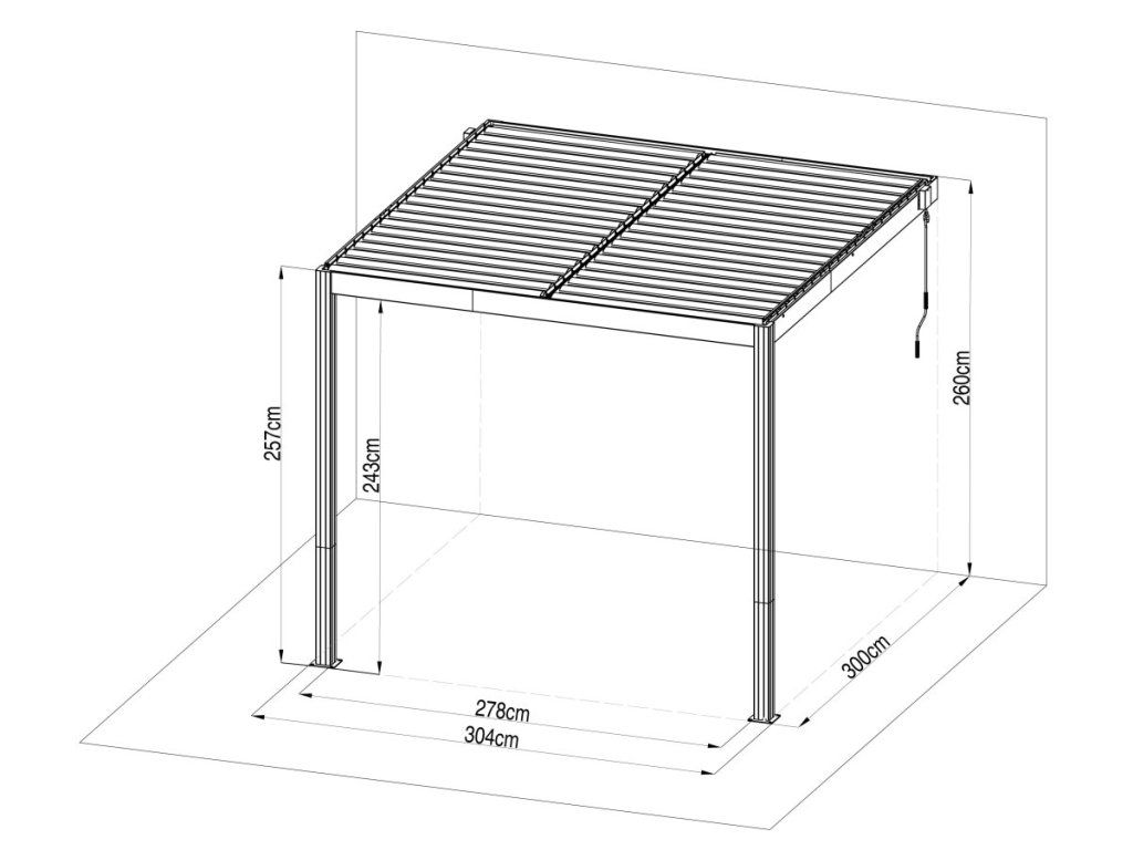 Terasová bioklimatická pergola G21 Trenton Premium k stene domu