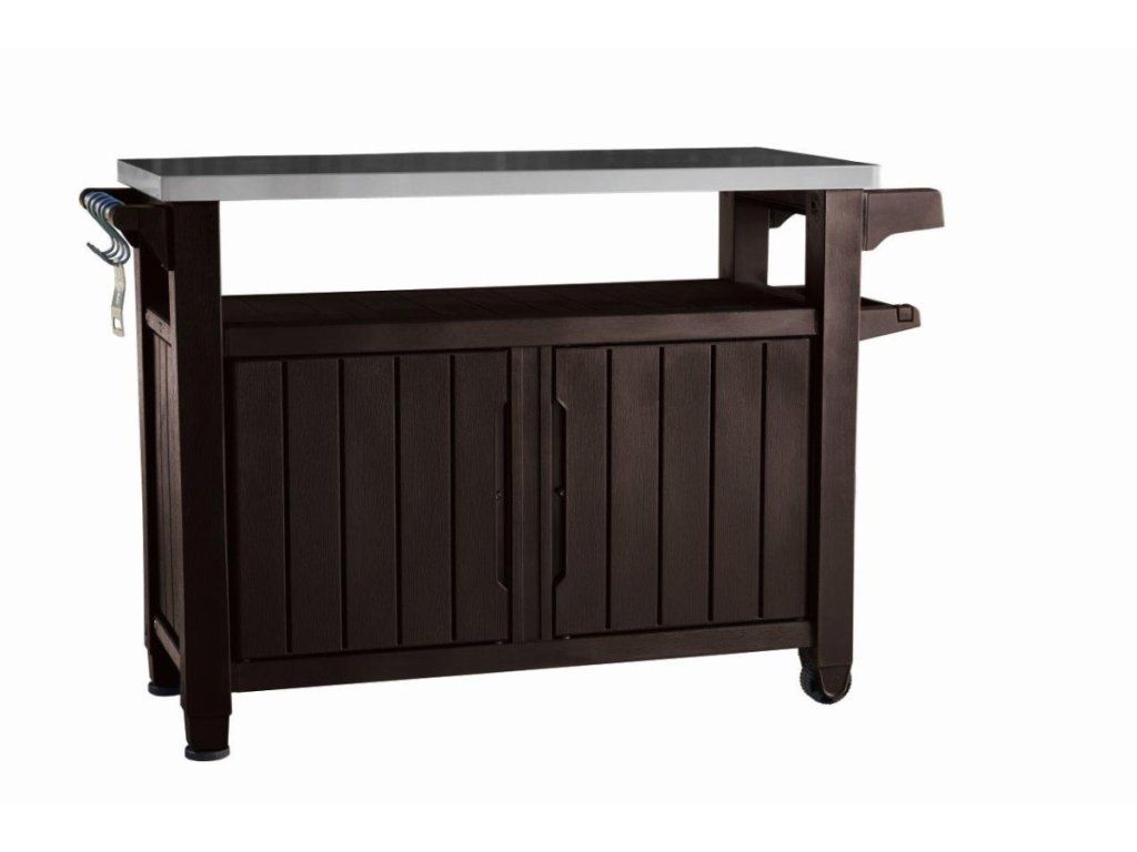 Grilovací stolík Keter UNITY XL s nerezovou doskou a objemom 207 l