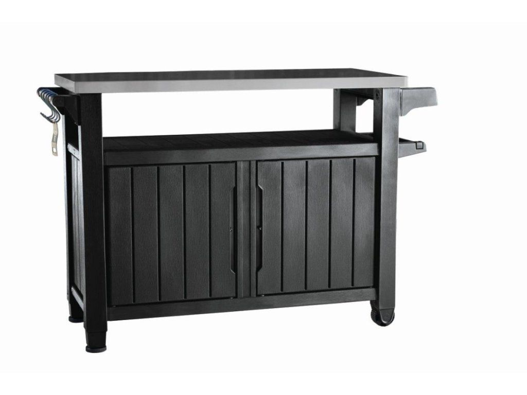 Grilovací stolík Keter UNITY XL s nerezovou doskou a objemom 207 l