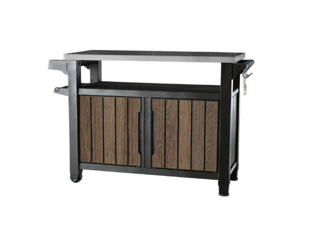 Grilovací stolík Keter UNITY XL s nerezovou doskou a objemom 207 l