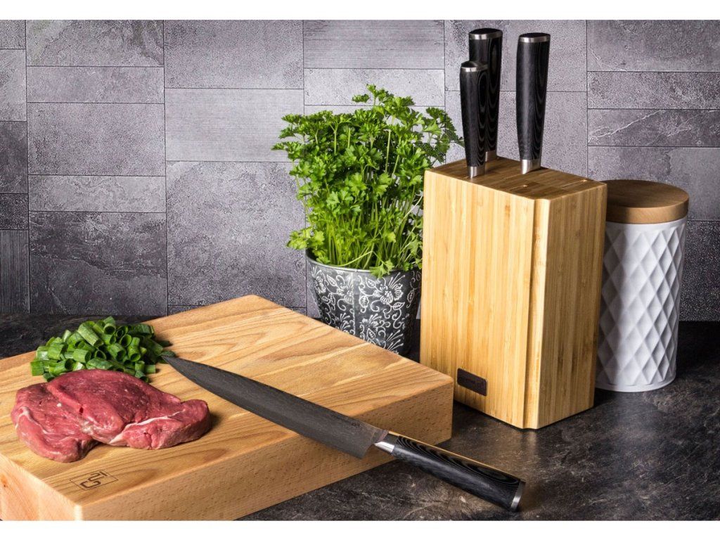 Sada nožov z damaškovej ocele, ktorá sa netupí v polke varenia