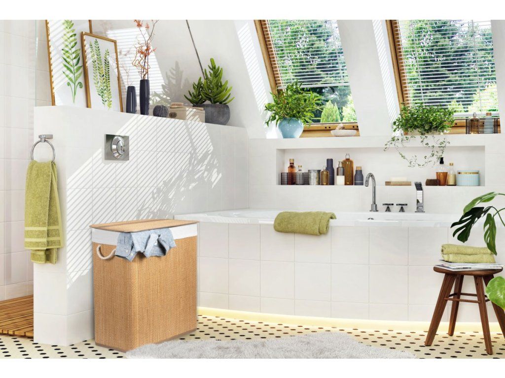 Bambusový kôš na bielizeň G21 105 l s rozdeľovačom