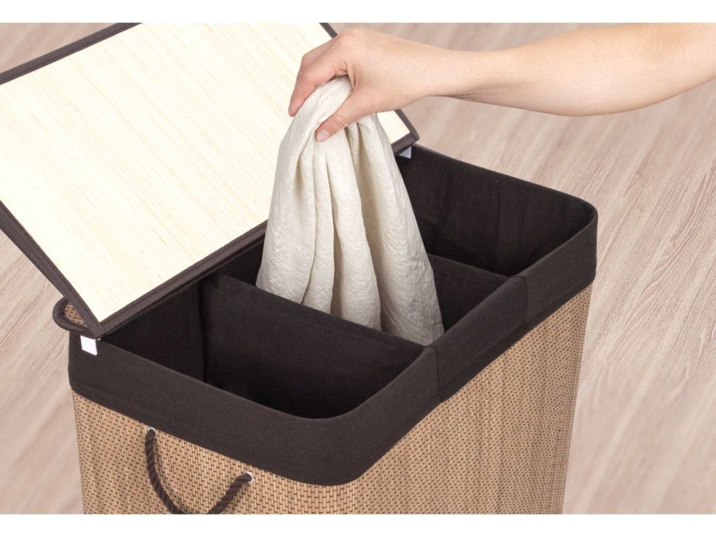 Bambusový kôš na bielizeň 150 l G21 s hnedou vložkou