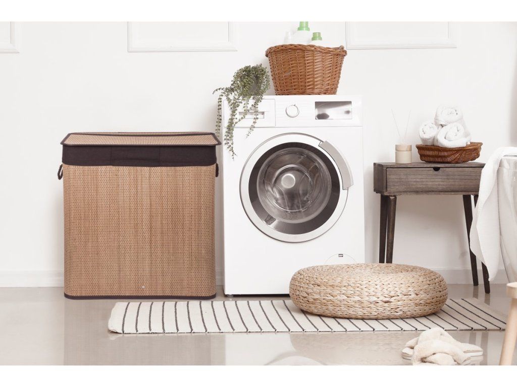 Dvojdielny bambusový kôš na bielizeň G21 150 l pre jednoduché triedenie