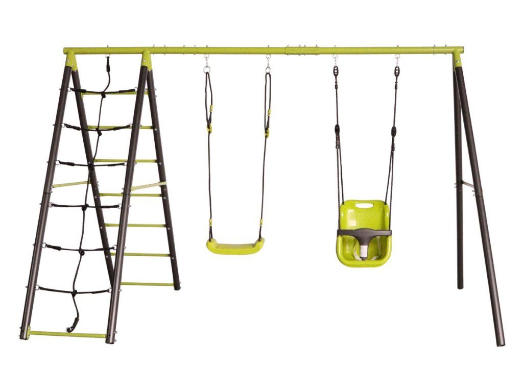 Záhradná hojdačka G21 Tacoma 2 s lezeckou sieťou a rebríkom