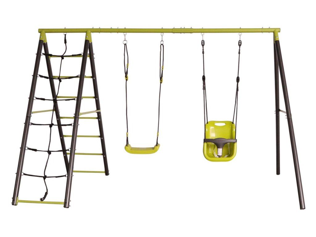 Hojdačka G21 pre batoľatá zelená s UV ochranou a zábranou