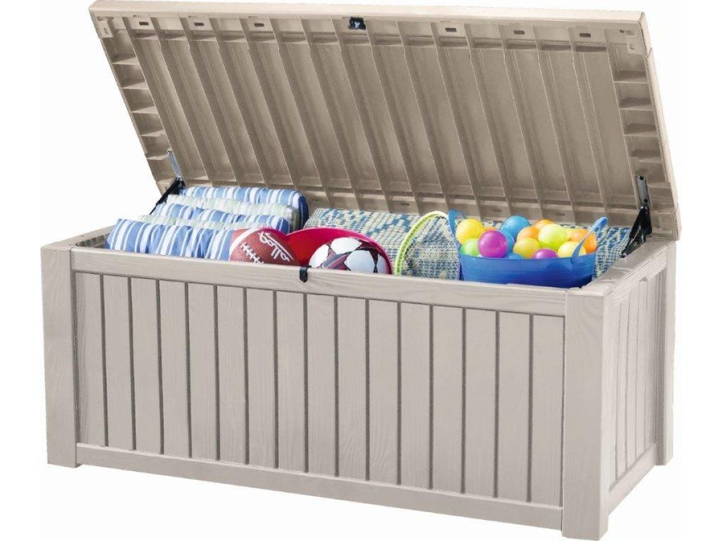 Záhradný úložný box KETER Rockwood 570 L v krémovej farbe