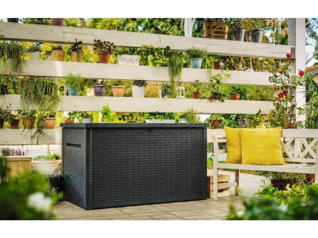 Záhradný úložný box Keter Java 870 L v grafitovej farbe