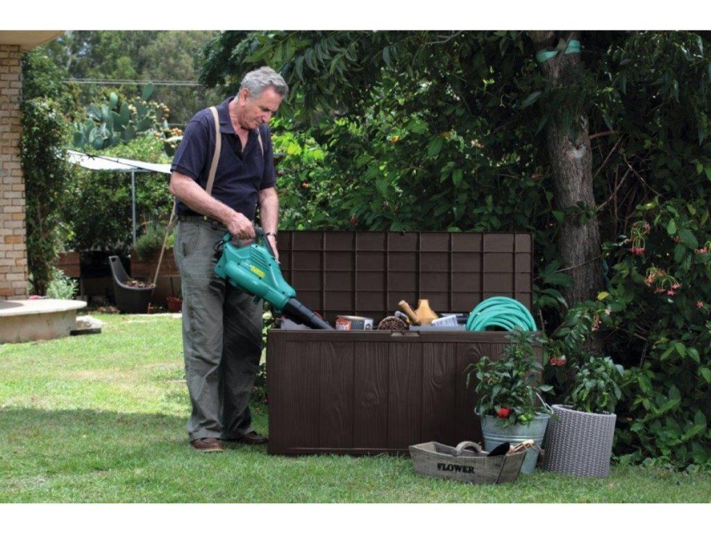 Záhradný úložný box Keter Sherwood 270L hnedý na náradie aj sedenie