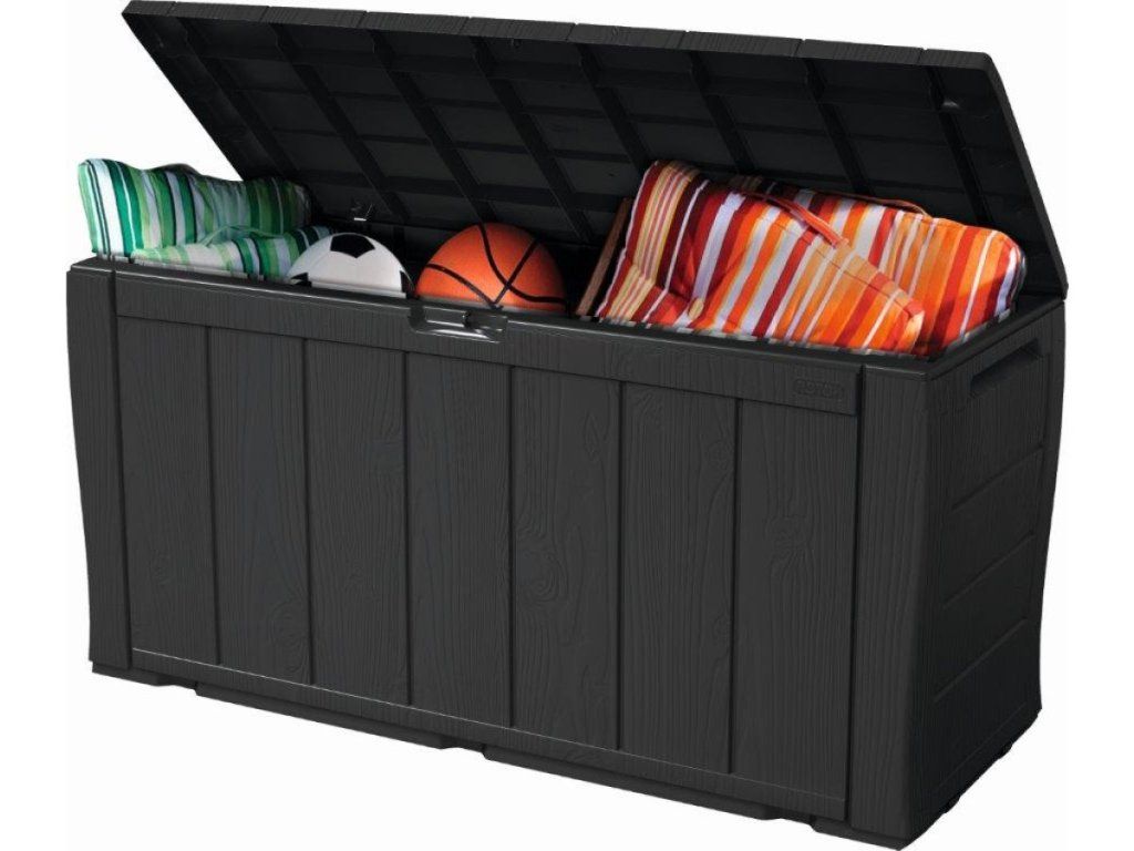 Záhradný úložný box Keter Sherwood 270L grafitový na náradie aj sedenie