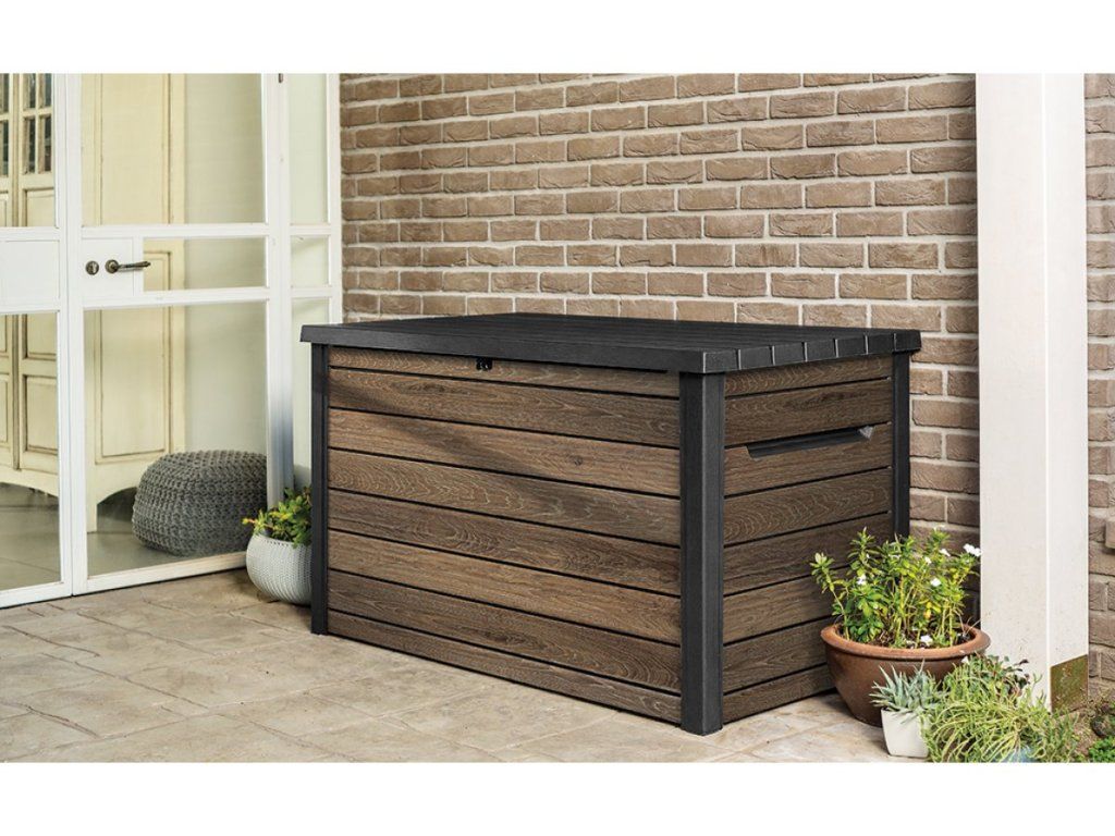 KETER DECO WALNUT: Masívny záhradný box s piestami