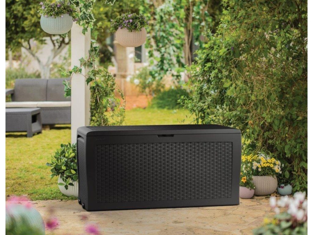 Hnedý záhradný úložný box Keter Samoa s nosnosťou veka 150 kg