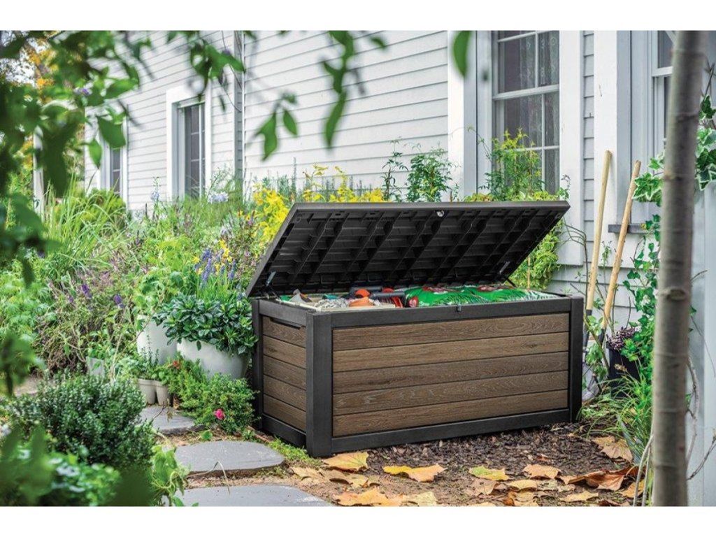 Záhradný úložný box Keter Deco 630 l s nosnosťou veka 272 kg