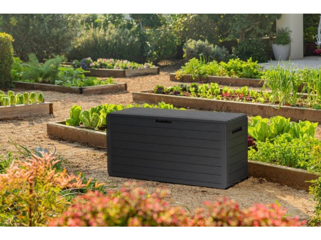 Vodoodolný záhradný box Keter Atlas 270 l s imitáciou dreva