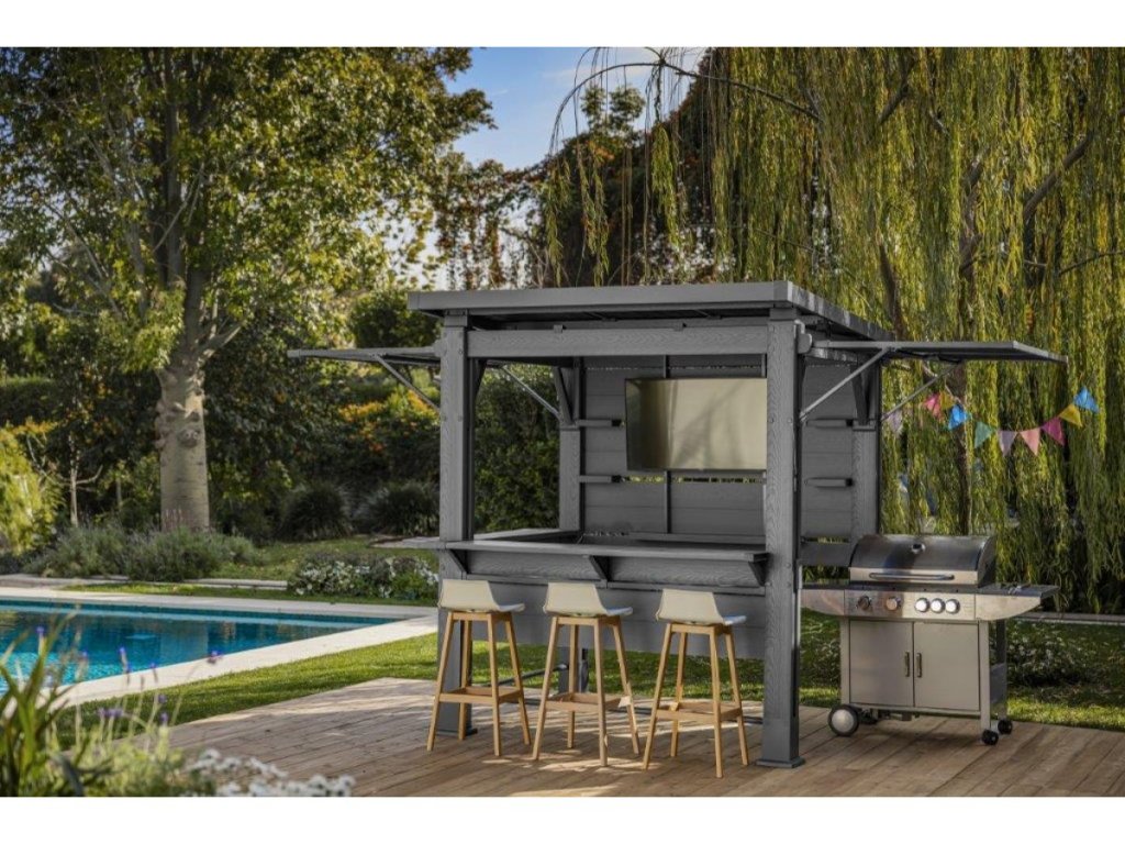 Ako vybrať stabilný prístrešok nad gril? Záhradný altán Keter BAR-B-Q Gazebo