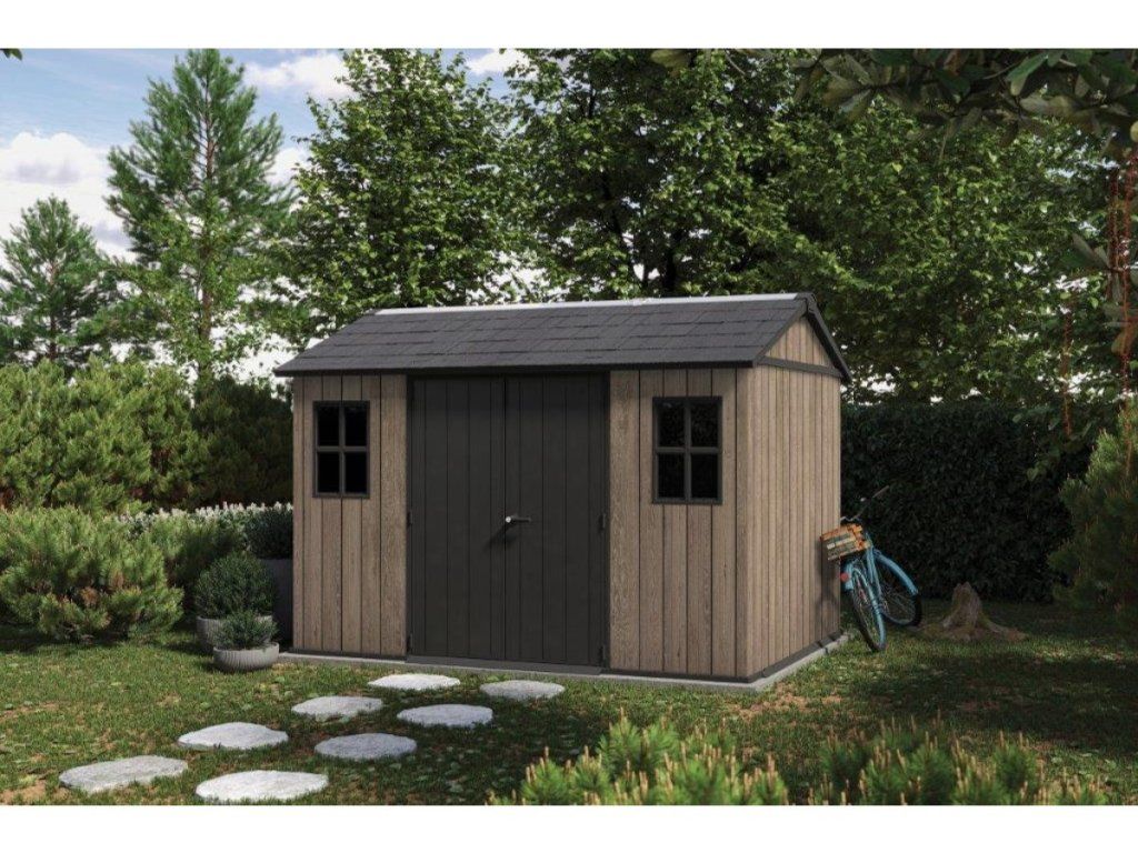 Keter Apex 7,5 x 11 Ashwood: Odolný úložný priestor s nosnosťou 150 kg/m²