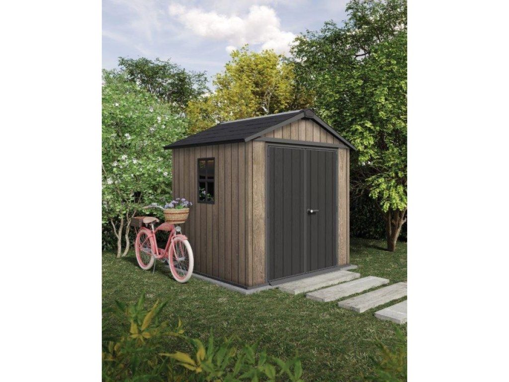 Záhradný domček Keter Apex 7,5 x 7 Ashwood s doživotnou bezúdržbovosťou