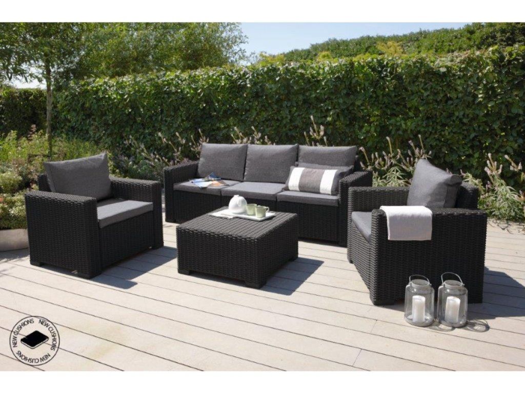 Nízky záhradný stôl Keter California v grafitovej farbe s textúrou ratanu