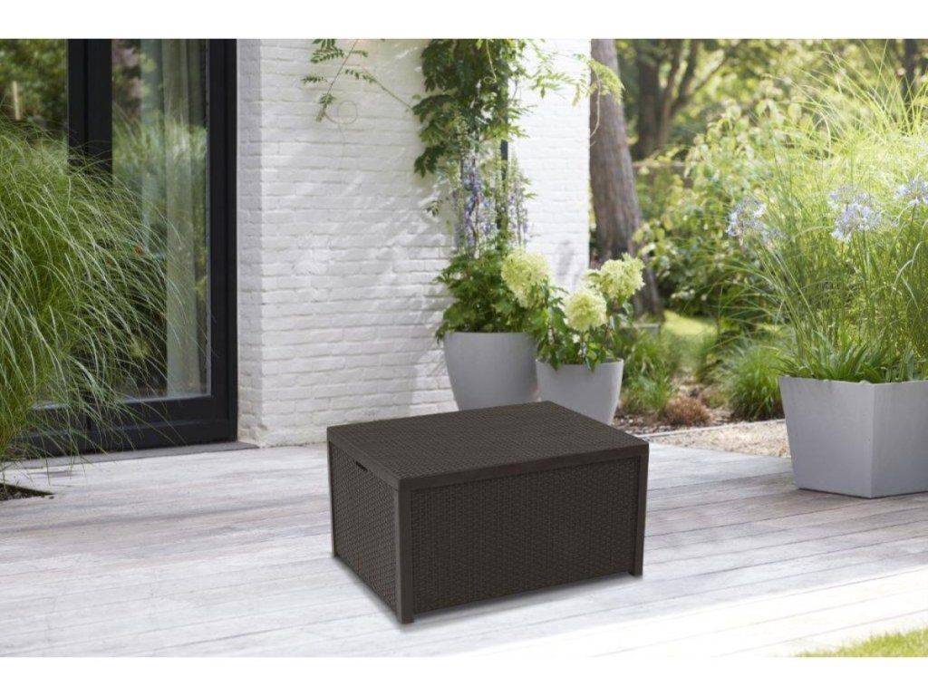 Záhradný stôl Keter Arica s úložným priestorom v grafitovej farbe