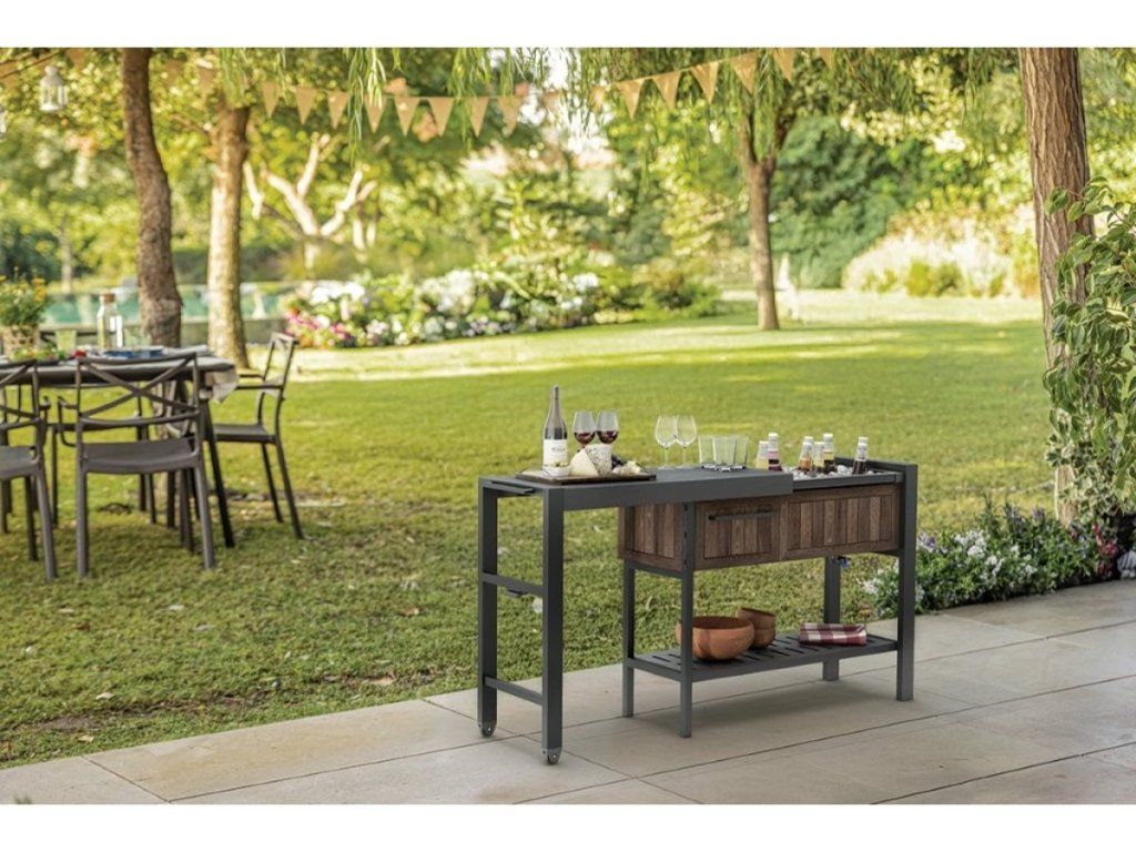 Servírovací záhradný stôl Keter Hosting Party Station v dekore orech