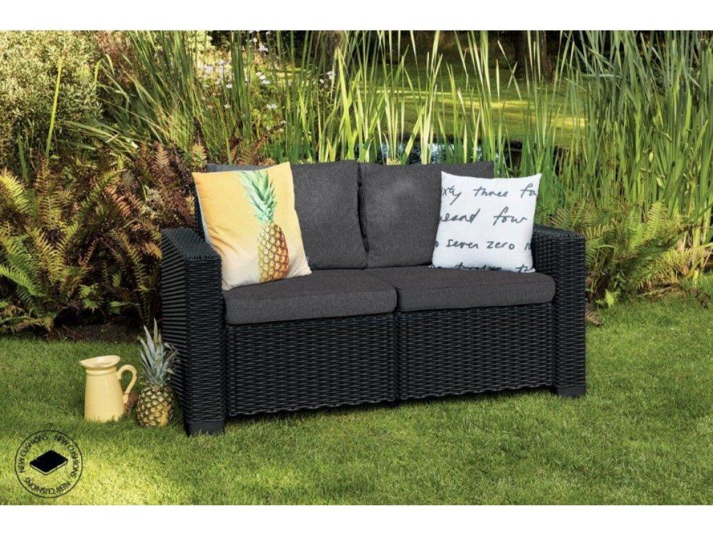 Dvojmiestna záhradná pohovka Keter California v grafitovej farbe