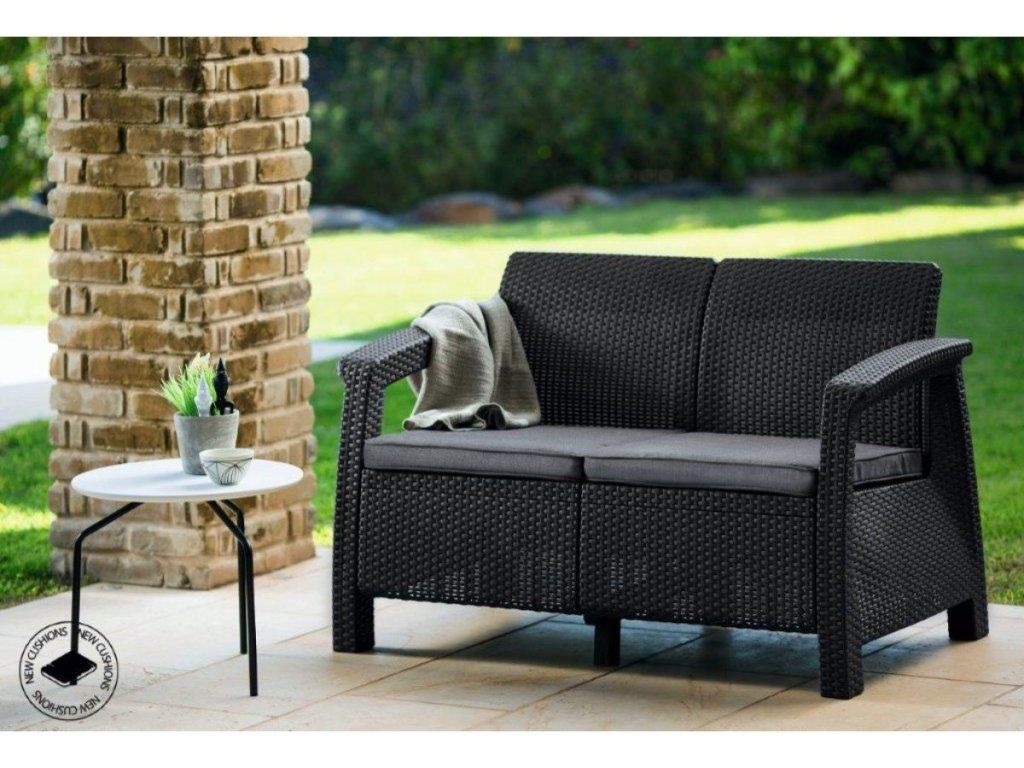 Záhradná dvojmiestna sedačka Keter Corfu love seat grafitová