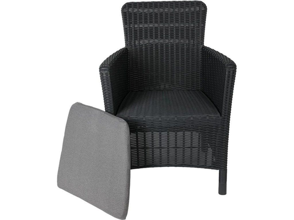 Záhradné kreslo Keter Trenton v grafitovej farbe s mäkkou poduškou