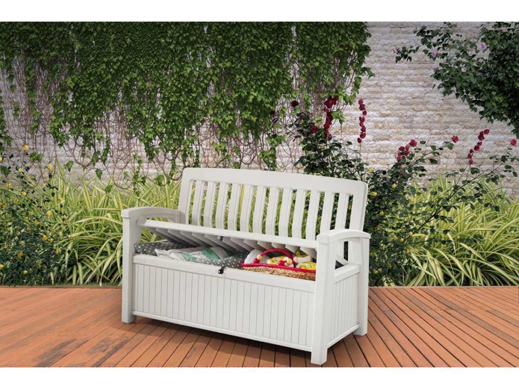 KETER Patio Bench: Pohodlné sedenie a suchý úložný priestor