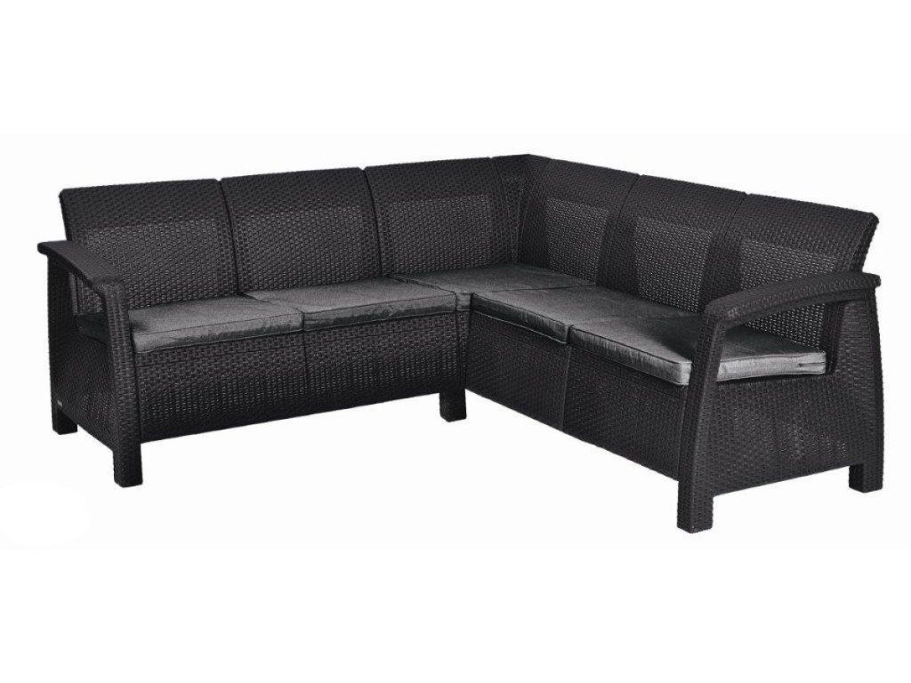 Rohová pohovka Keter Corfu Relax pre 5 osôb v grafitovej farbe