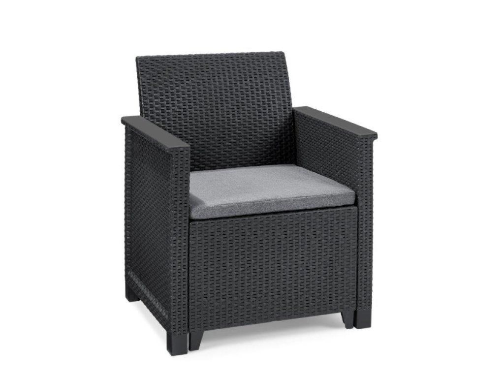 Kvalitné záhradné kreslo Keter Elodie grafitové 2 ks na terasu aj balkón