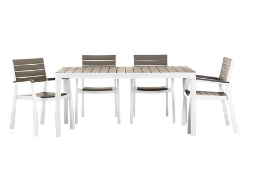 Set Keter Harmony: Stôl a 4 stoličky s textúrou dreva
