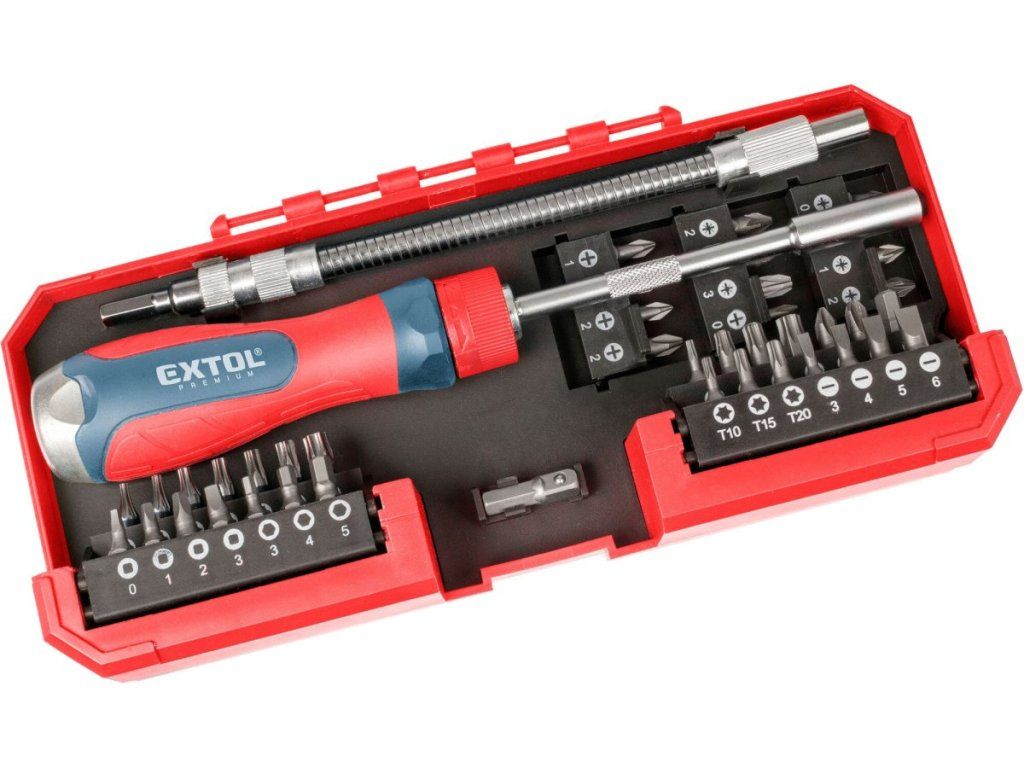 Skrutkovač račňový s bitmi EXTOL PREMIUM 8819200 zachráni každú opravu