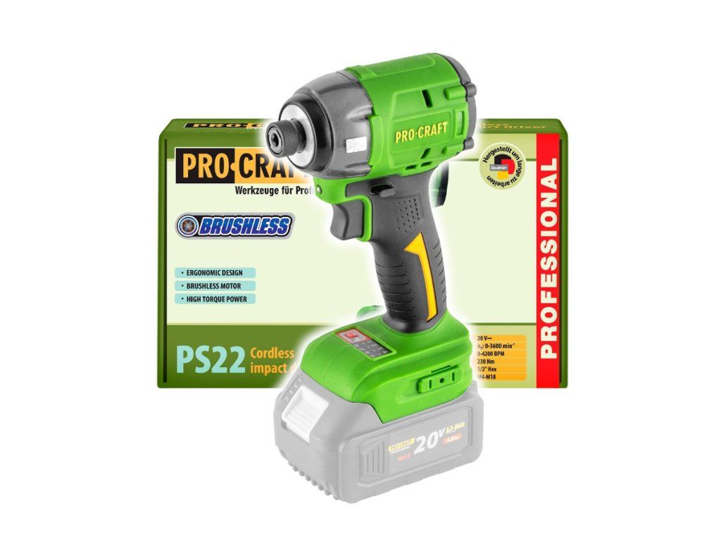 Inteligentné režimy pre aku rázový uťahovák Procraft PS22bb v kovovýrobe