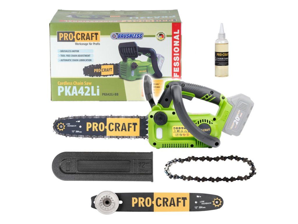 Aku reťazová píla PROCRAFT PKA42Li skráti prípravu palivového dreva na polovicu