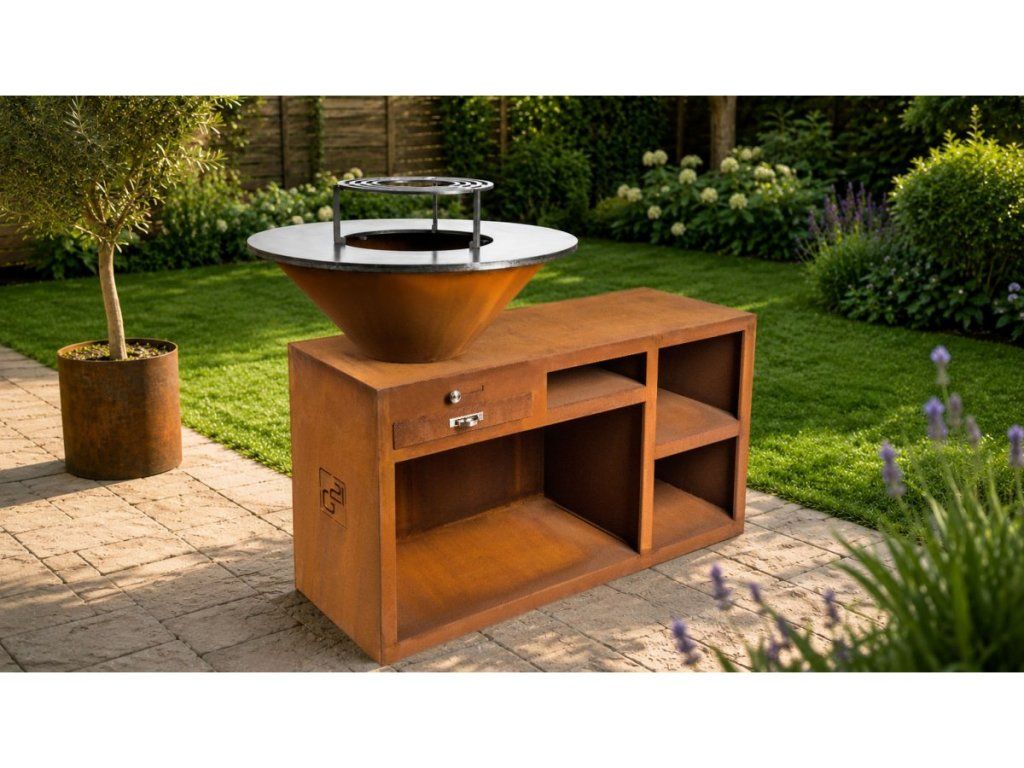 Oceľová plancha s priemerom 85 cm na grile G21 Idaho Corten