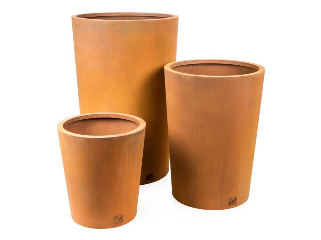 Okrúhly kvetináč G21 Corten Round na modernej terase