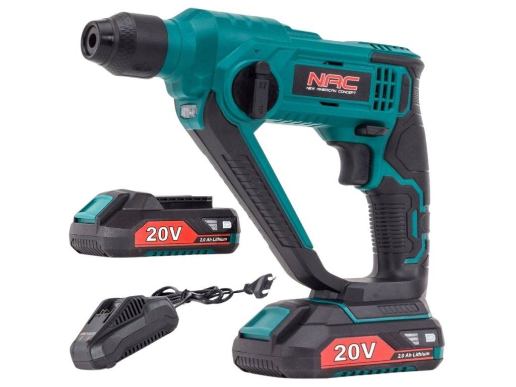 Aku vŕtacie kladivo NAC AKUMULTISYSTEM 20V pri vŕtaní do betónu