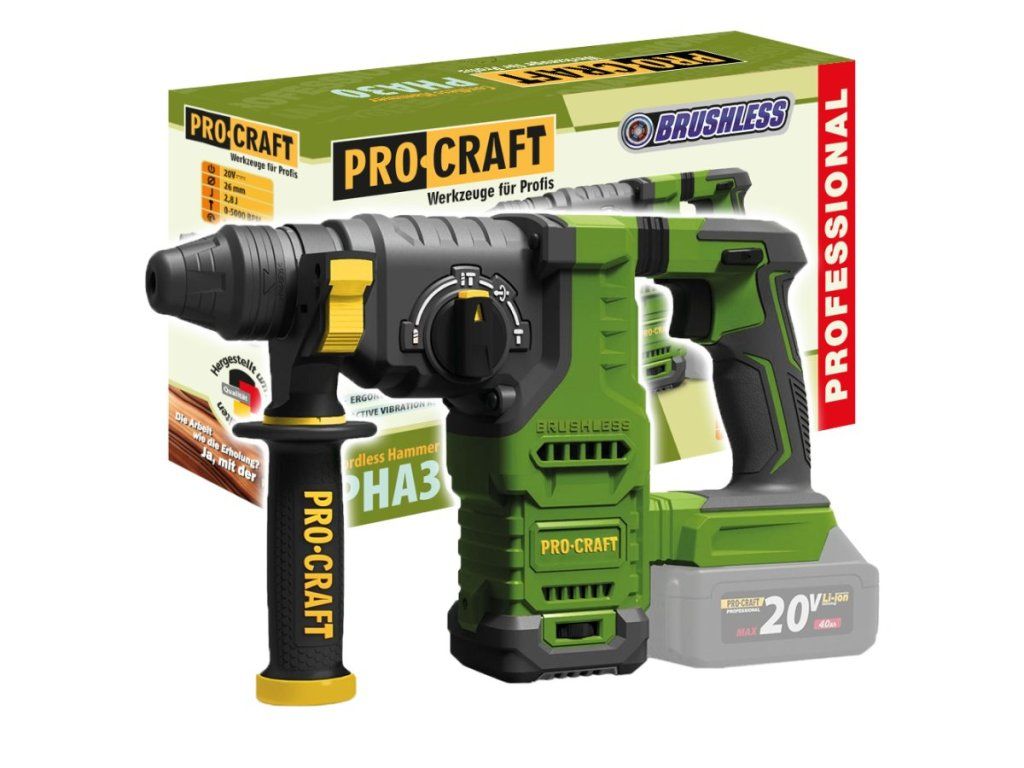 Detail upínacej hlavy SDS Plus na vŕtacom kladive Procraft PHA30bb