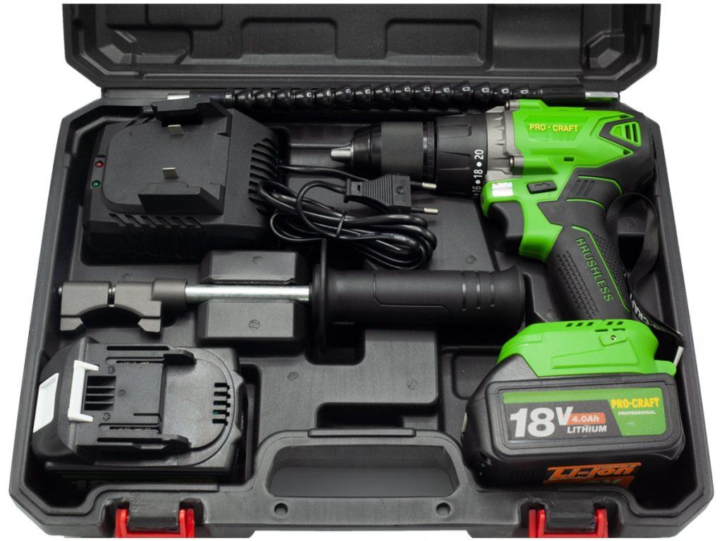 Aku vŕtací skrutkovač PROCRAFT PA18BL 18V 4Ah v kufri