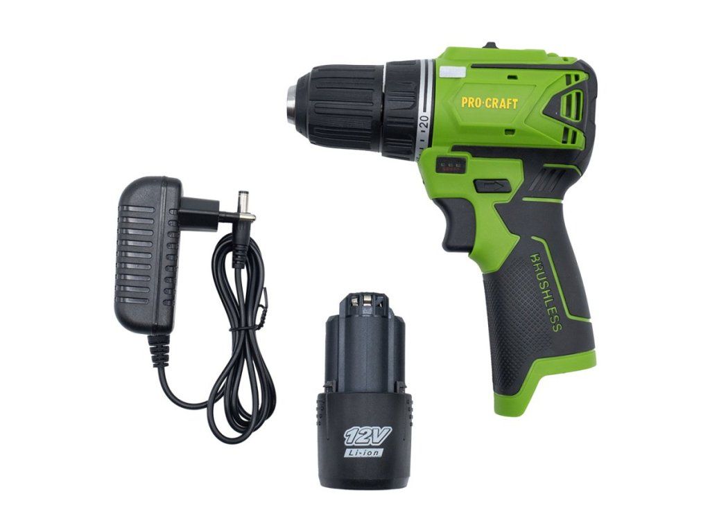 Vŕtací aku skrutkovač PROCRAFT PA12BL uložený v plastovom kufri