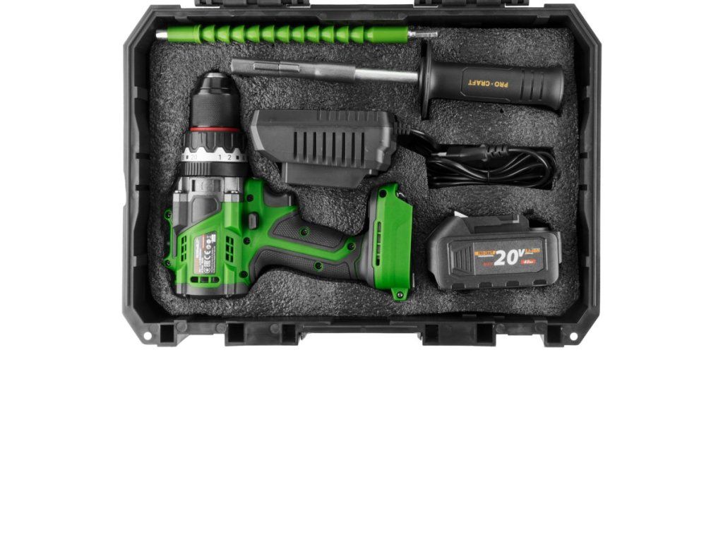 Detail hlavy a kovového skľučovadla aku skrutkovača PROCRAFT PA18ProBL-1B-C